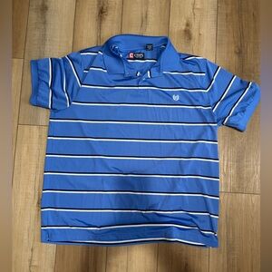 Chaps Light Blue White Striped Polo